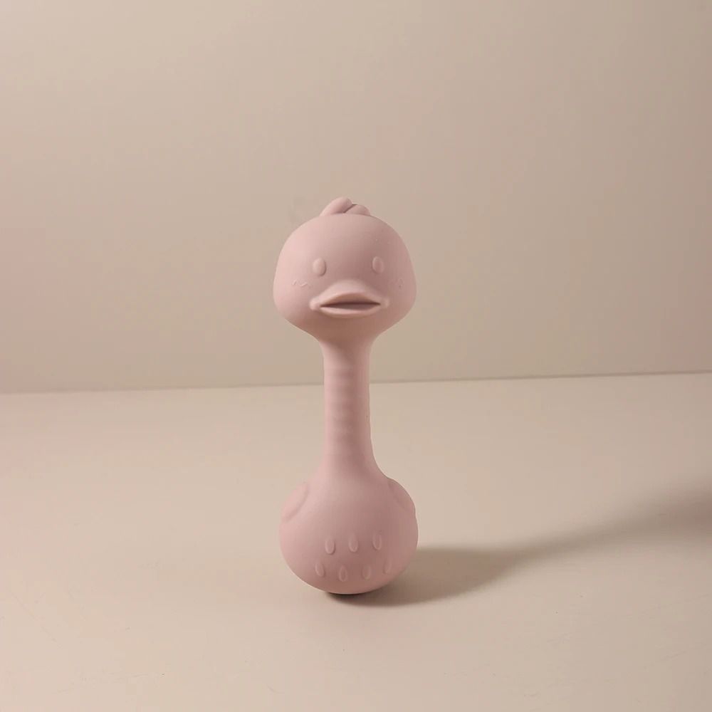 Ergonomic Silicone Duck Handheld Rattle – BPA-Free Teething Shaker & Molar Toy