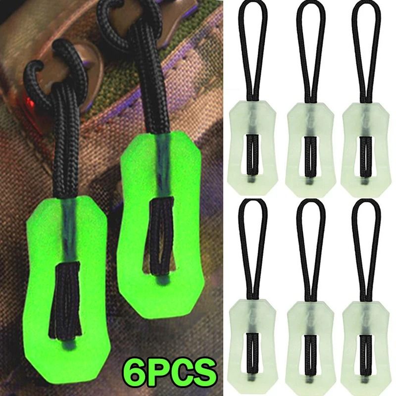 6Pcs Luminous Zipper Pull System | Premium Glow in The Dark Anti-Lost Backpack & Jacket Infrastructure