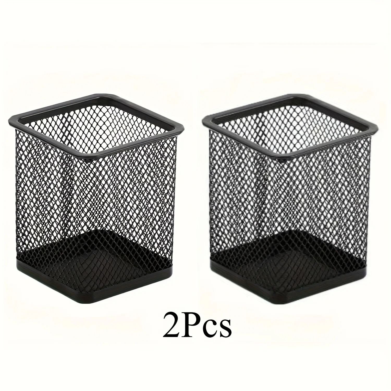 Black Mesh Desktop Pen Holder Set Wire Pencil Storage Cups