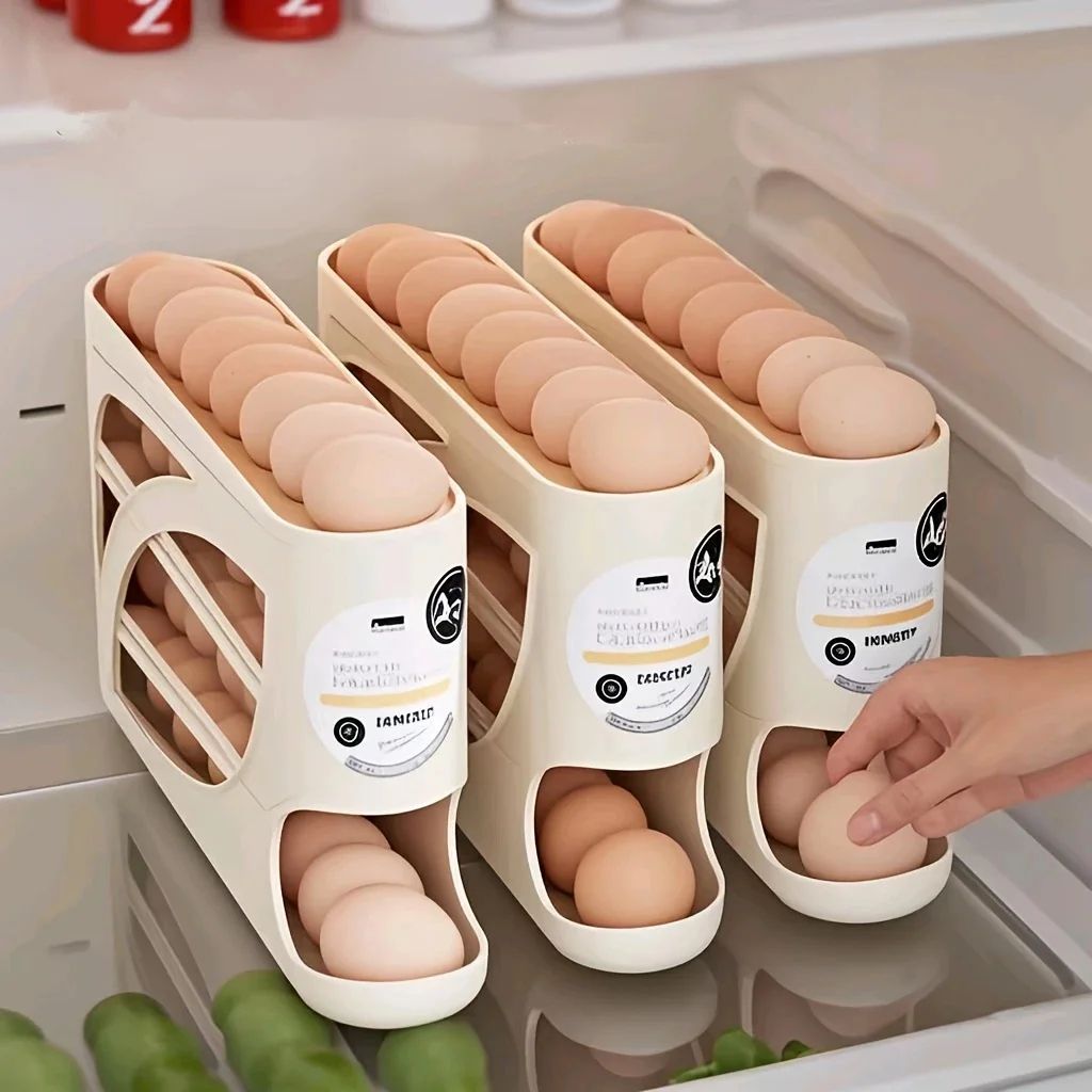 3 Tier Rolling Egg Storage Container for Fridge