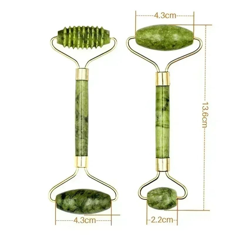 Natural Jade Facial Roller and Gua Sha Body Massager Set
