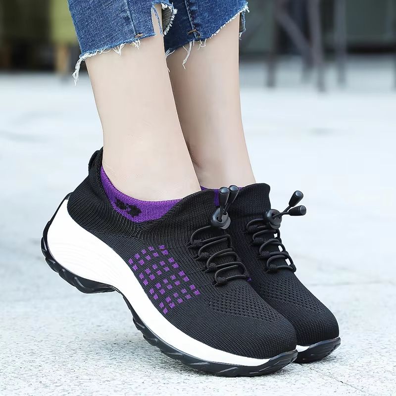 Women's Walking Sock Sneakers – Breathable Fly Weave Trainers with Non-Slip Platform Sole