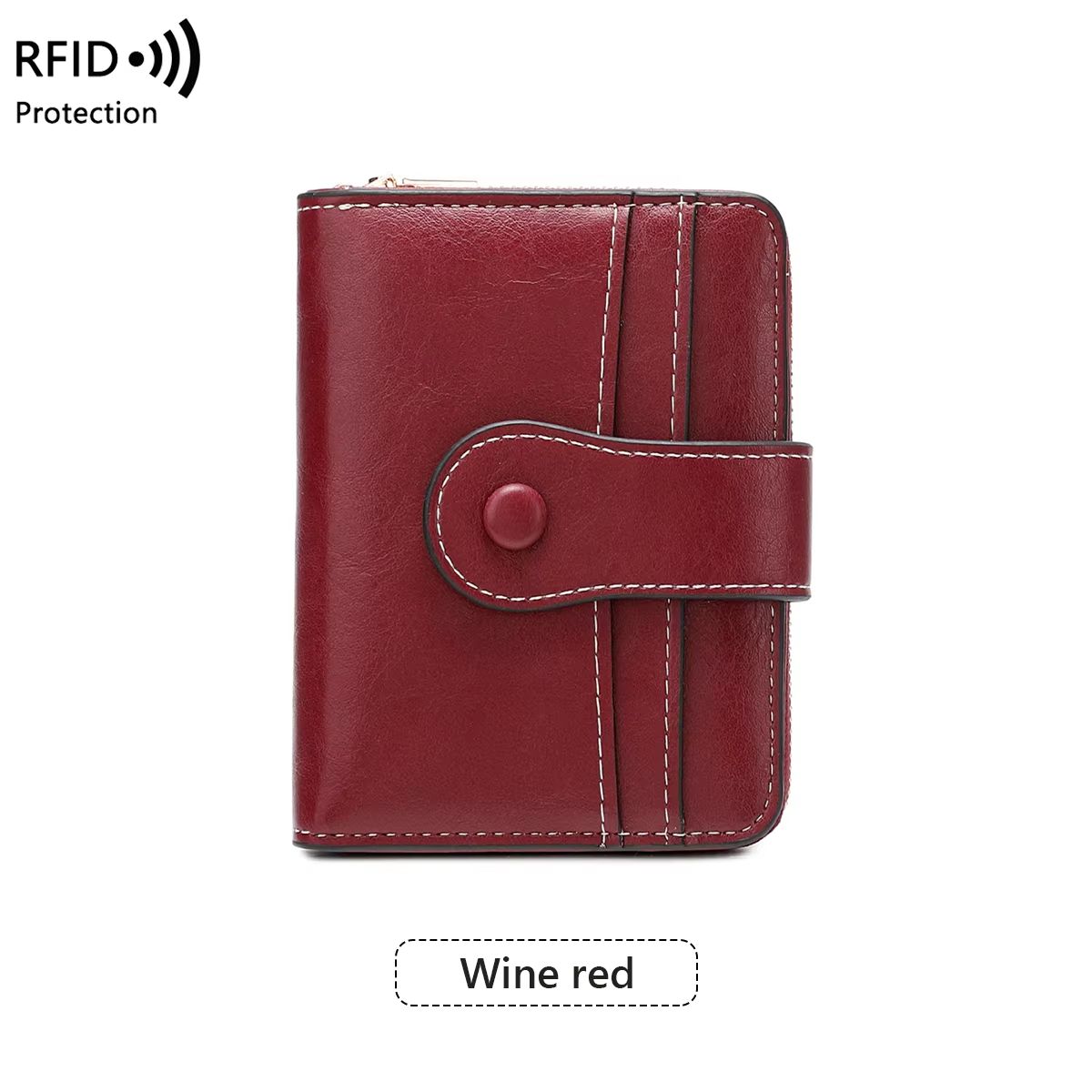 Retro RFID Blocking Women's Multi Card Wallet with Zipper Coin Pocket