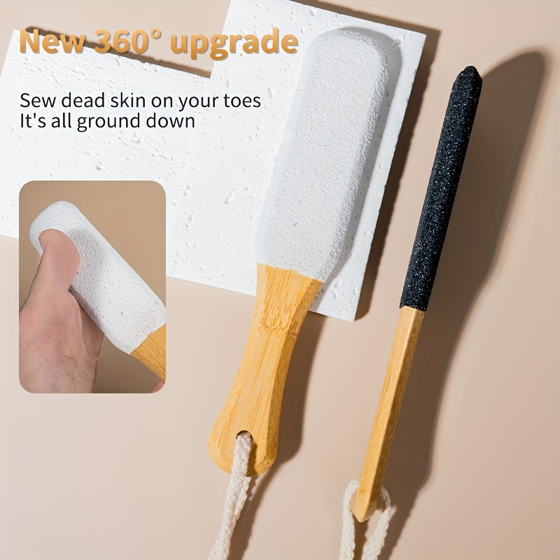 Professional Pedicure Tool, Bamboo Handle Foot File Natural Pumice Stone Exfoliator for Dead Skin & Callus Removal