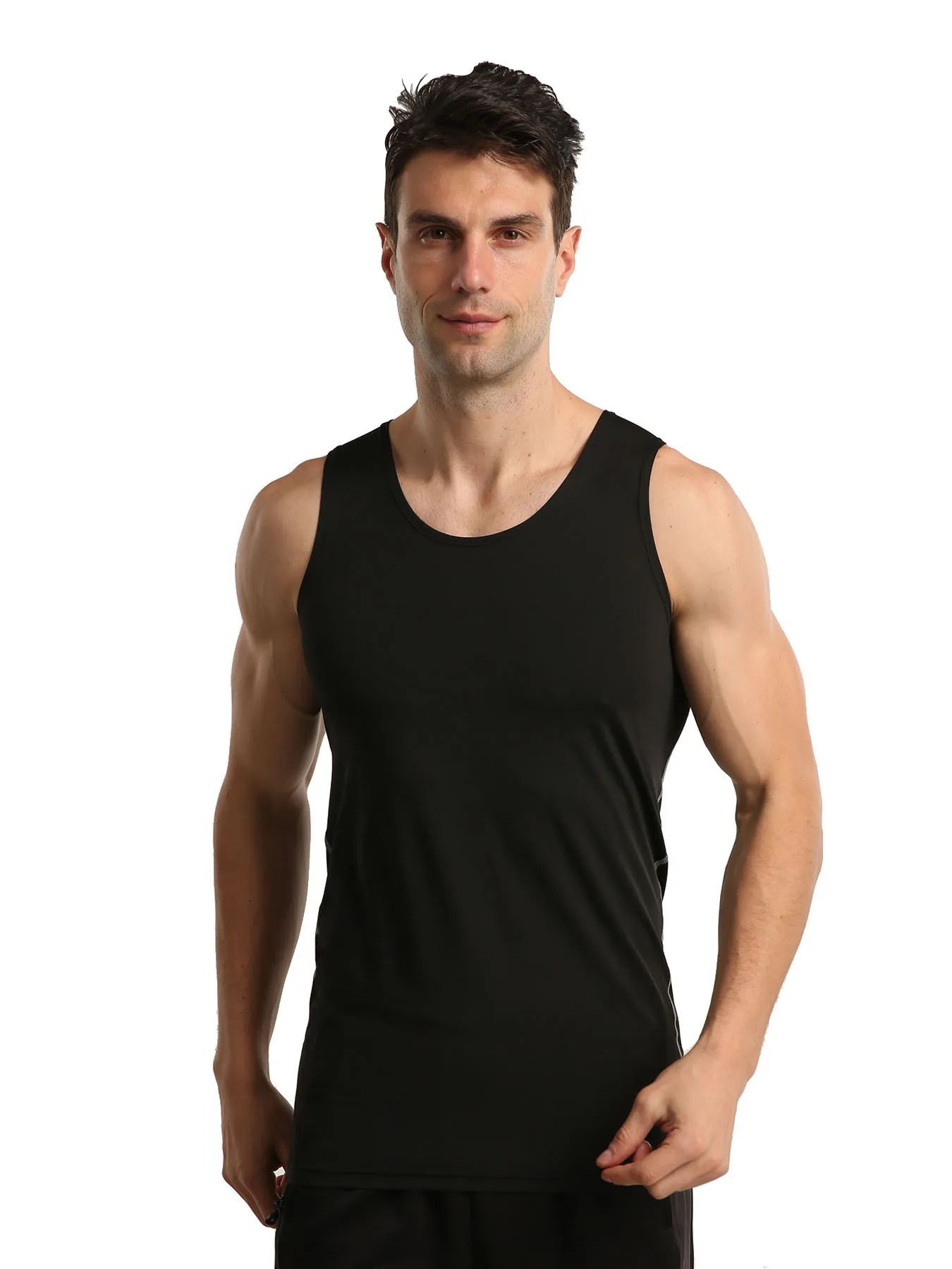 3 Pack Mens Compression Vest Quick Dry Body Shaper Undershirts Sleeveless Baselayer Tank Tops