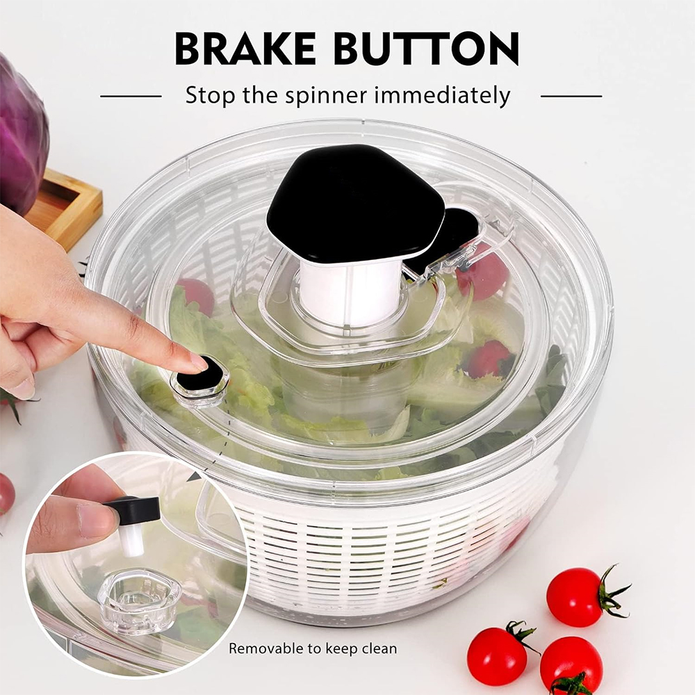 Large Lettuce Dryer QT Salad Spinner Easy Press One-Handed Vegetable Washer Mixer