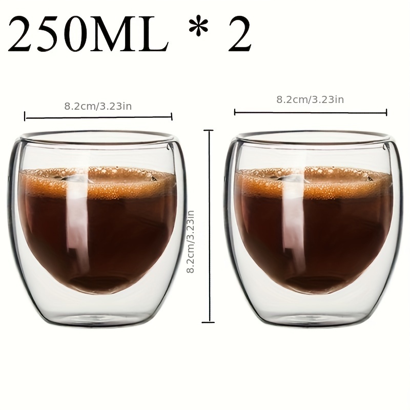 Premium Handmade Double Wall Glass Cups Insulated Transparent Tea, Espresso, Whisky, and Coffee Mugs