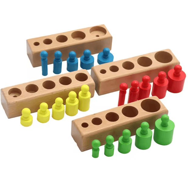 Montessori Wooden Cylinder Puzzle Toy – Sensory Size Matching & Skill Development Game