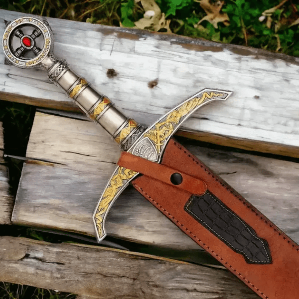 Templar Knight Damascus Steel Sword - 38