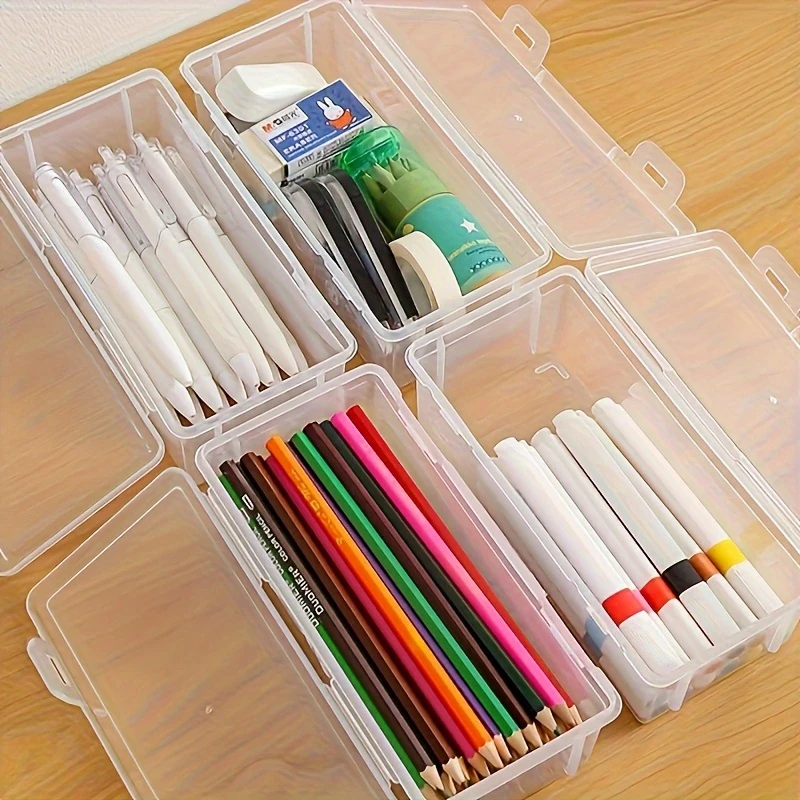 Plastic Translucent Pencil Case Box PP Multi-function Organizer for School Supplies and Office Use
