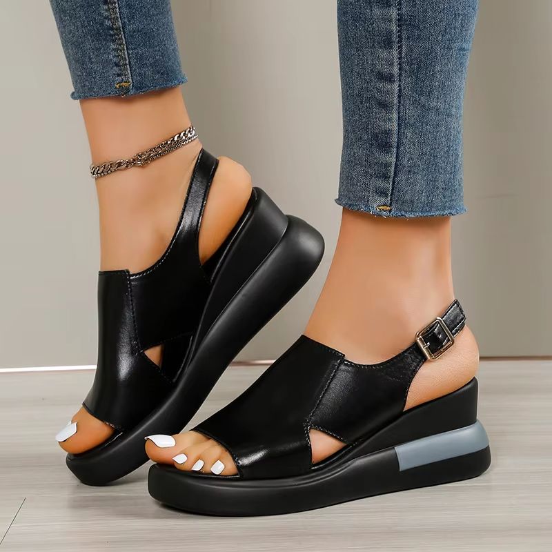 Summer Wedge Platform Sandals – Retro Peep Toe Beach Shoes for Women