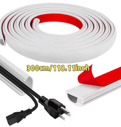 Adhesive Cable Management Channel – Invisible Wire Cover Raceway with Cap