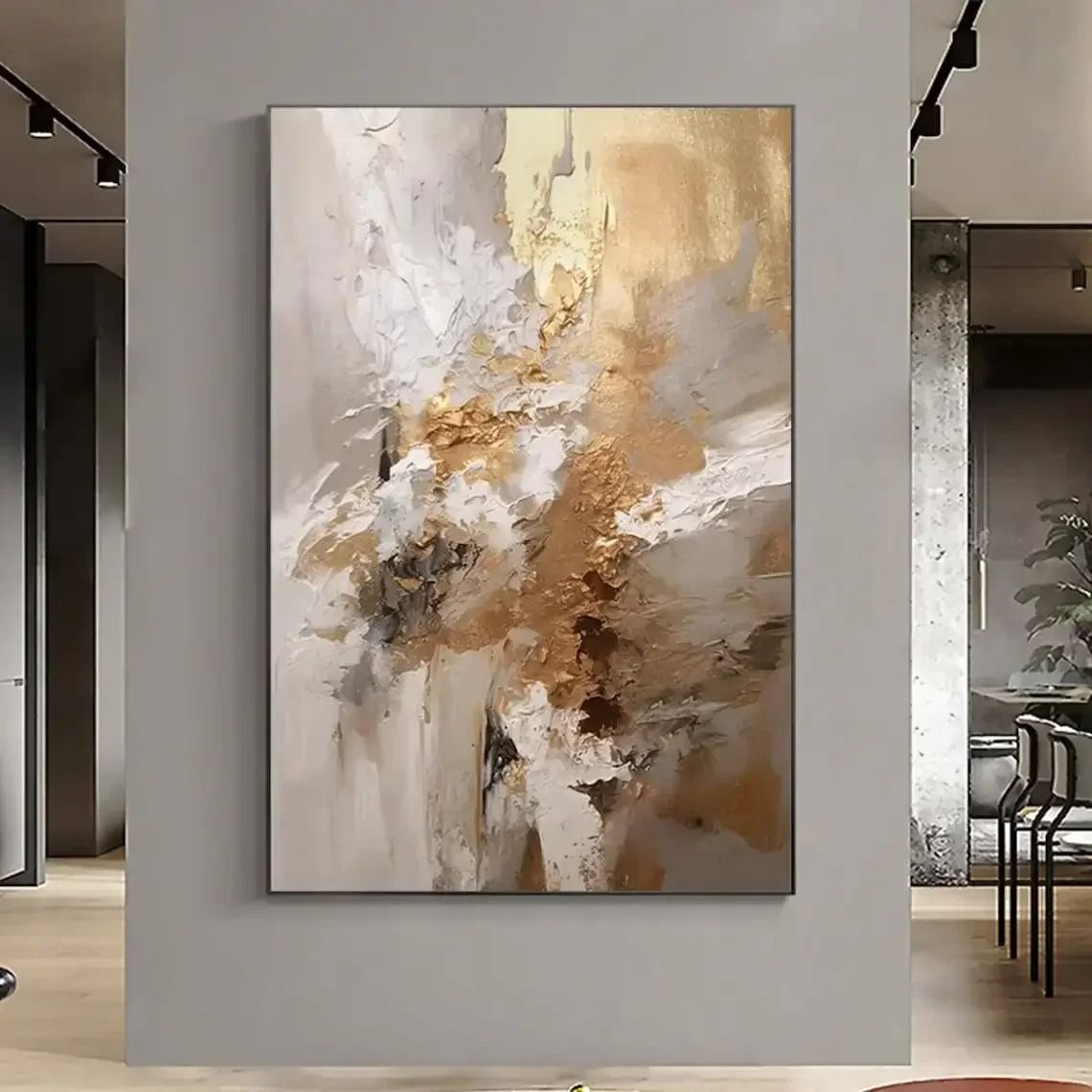 Gilded Abstract Canvas | Minimalist Gold Texture Oil Painting | Executive Studio & Living Room Sanctuary Decor