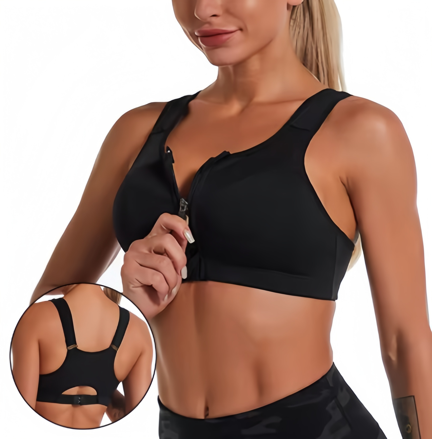 Yoga Fitness Sports Bra, Deep U Shaped Chest, Back Support Shock Absorbing Bra, Breathable and Quick Drying Womens Bra