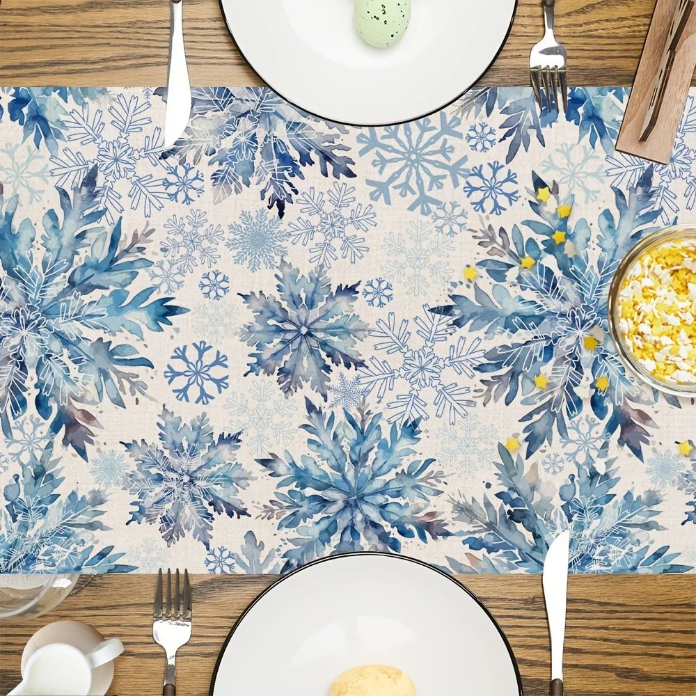 Blue Snowflake Christmas Table Runner