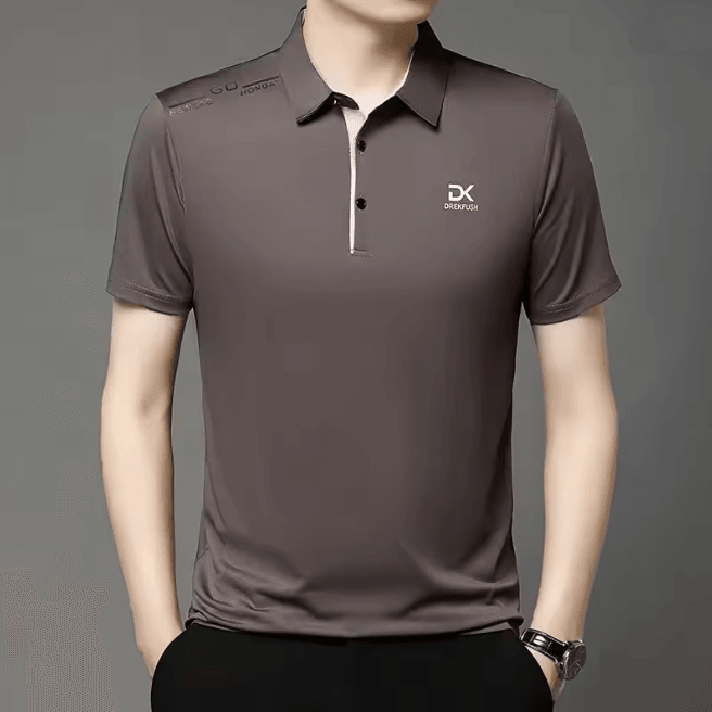 Mens Business Casual Polo Shirt Short Sleeve Breathable Top
