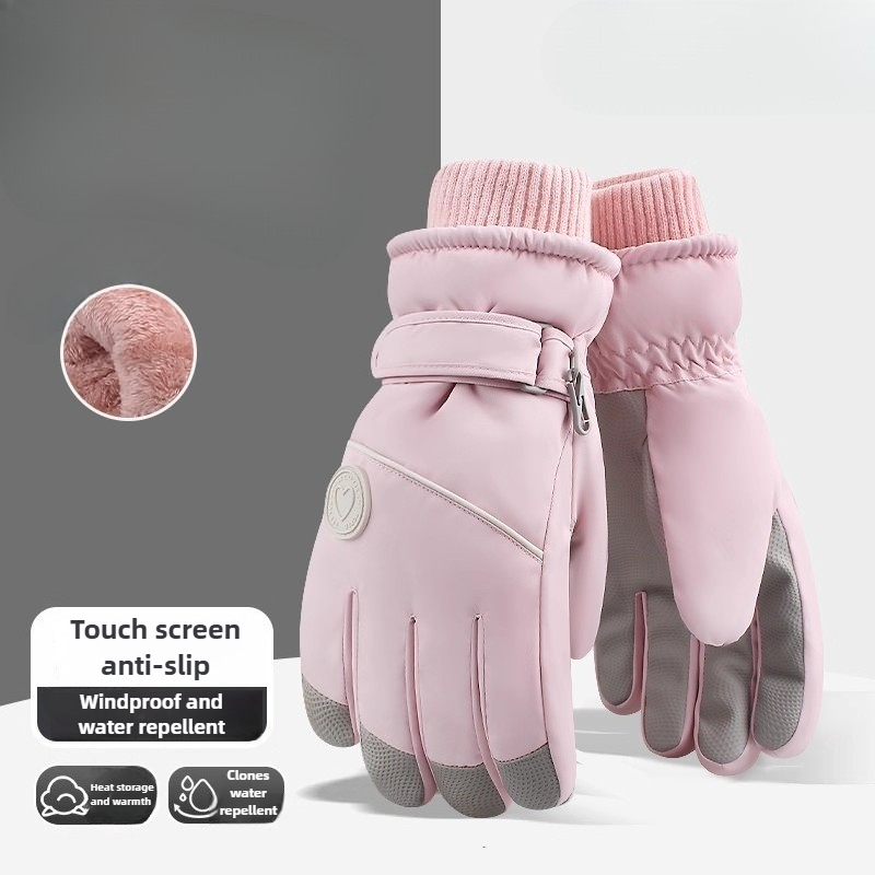 Fashion Winter Skiing Gloves, Thick Warm Cold Resistant Touchscreen, Electric Bike Riding Fleece Lined Gloves