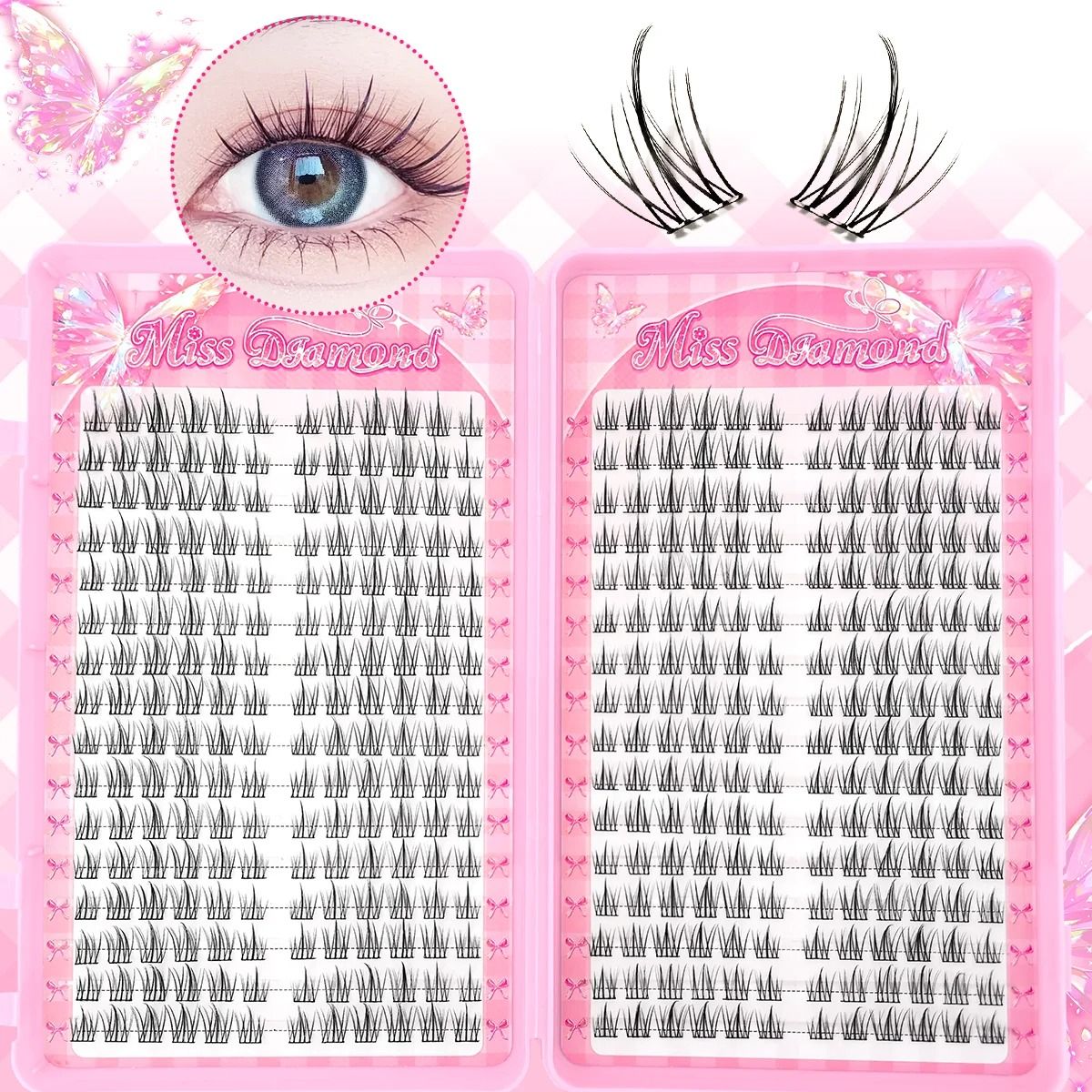 Natural C Curl Cluster False Eyelashes 320 Pieces Lightweight Reusable Lashes