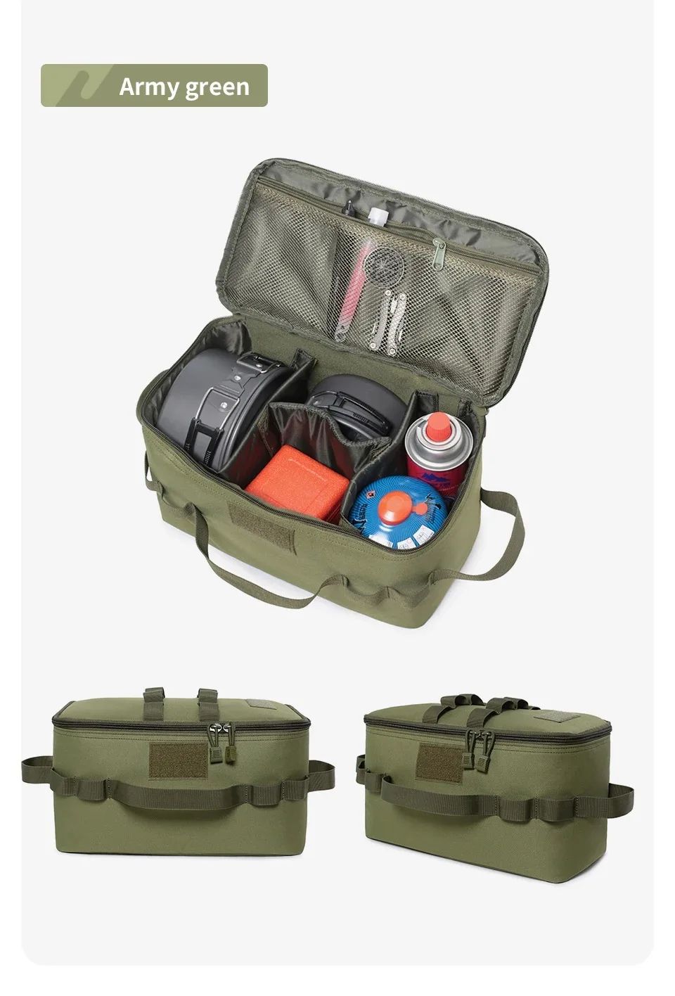 Outdoor Camping Gas Canister Storage Bag Large Capacity Ground Nail Tool & Cookware Organizer for Picnic & Travel