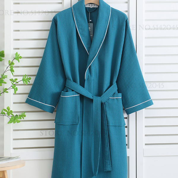 Cotton Couple Robe Waffle Bathrobe Gown, Yukata , Women Sleepwear, Casual Home Clothes, Spring Summer Loungewear