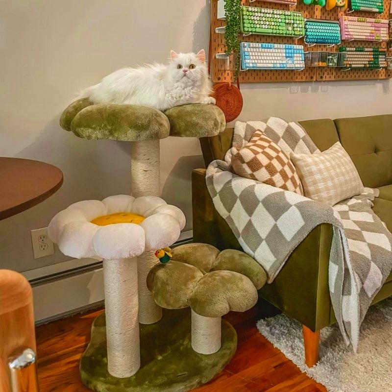 🔥 Green Clover Multi-Level Cat Tree Tower with Sisal Scratching Posts