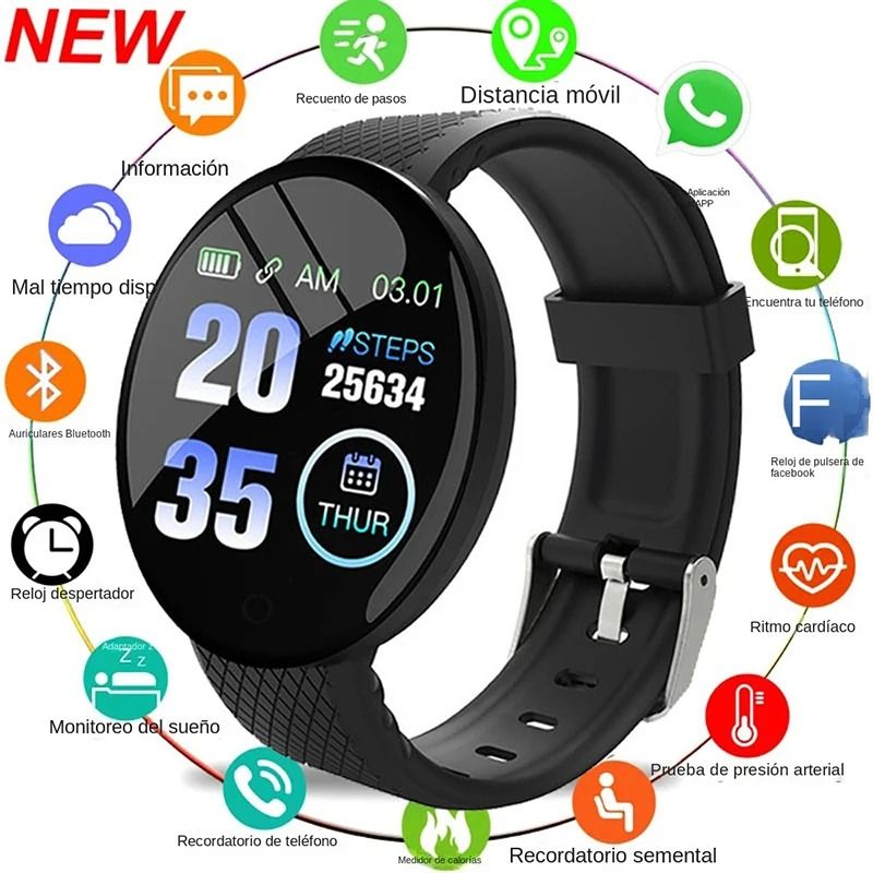 D18 Smart Watch Fitness Tracker with Sleep Monitor and Message Alerts