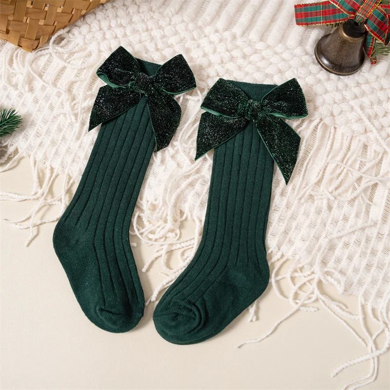 Baby Girls Knee High Bow Socks Soft Cotton Winter and Autumn Kids Socks