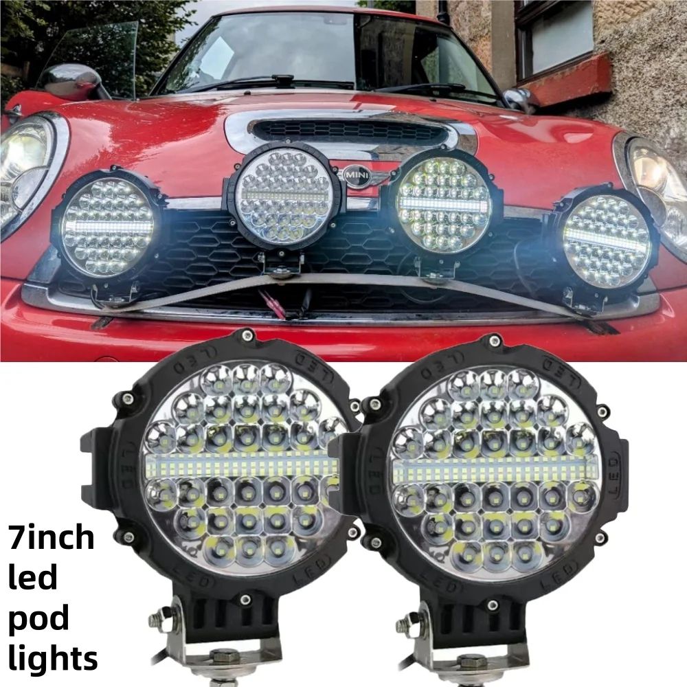 7-Inch LED Off-Road Driving Lights – Waterproof Round Work Light Pods for Trucks, Jeeps & ATVs