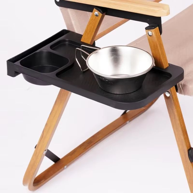 Outdoor Folding Chair Side Tray with Cup Holder & Rear Storage – 2-Piece Set