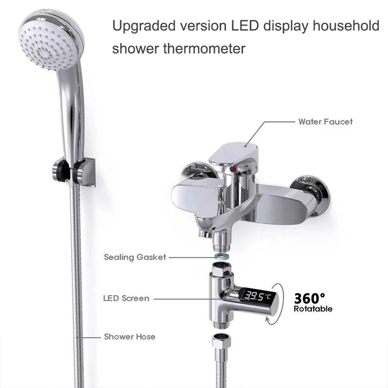 LED Display Household Water Shower Thermometer – Real-Time Temperature Monitoring