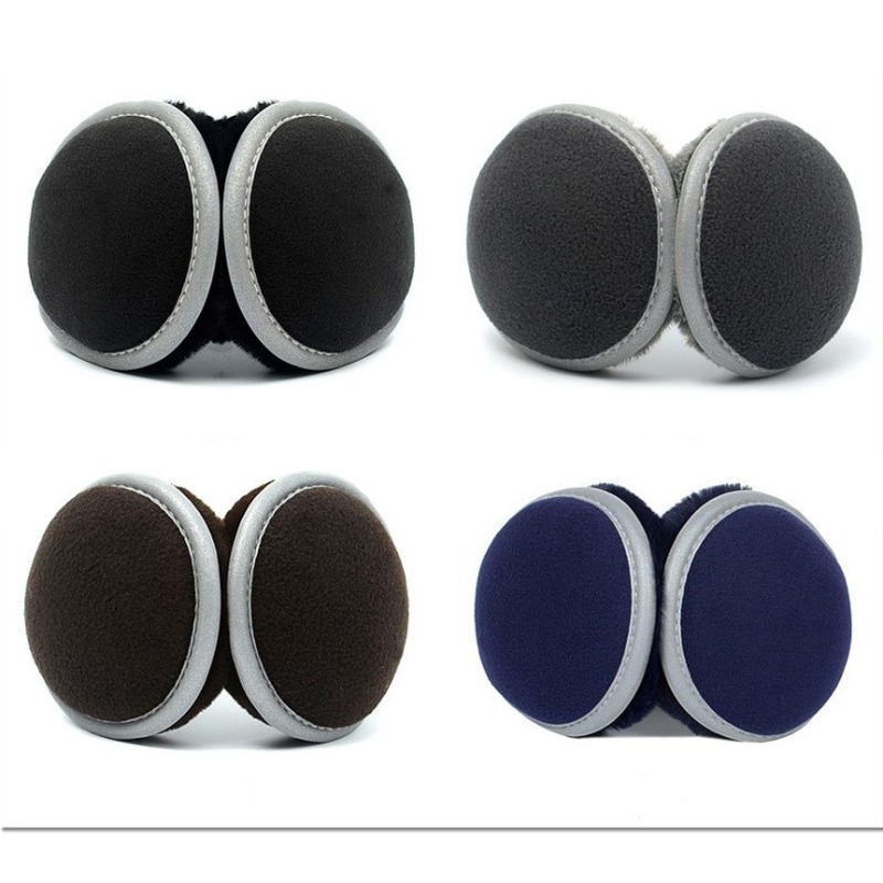 Foldable Winter Ear Warmers for Men & Women, Reflective Earmuffs with Reflective Tape for Winter Warmth