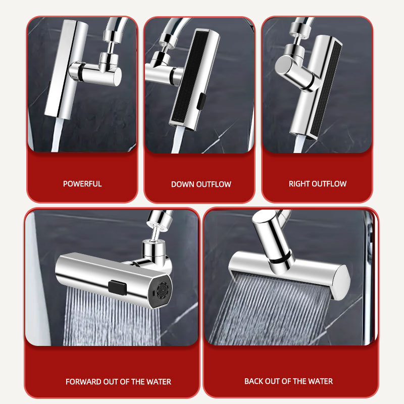Multi-Function Kitchen Faucet Nozzle with Splash-Proof & Swivel Extension