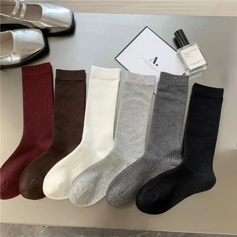 Trendy Striped Angola Red Pile Up Socks Thin Summer Ankle Socks JK Simple Stacked Socks