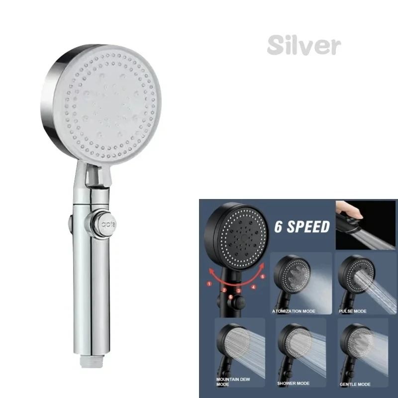 230mm High Pressure Rainfall Shower Head 6 Mode Large Panel