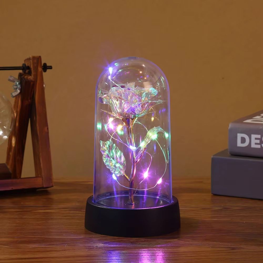 LED Galaxy Rose in Glass Dome – Illuminated Eternal Flower Gift
