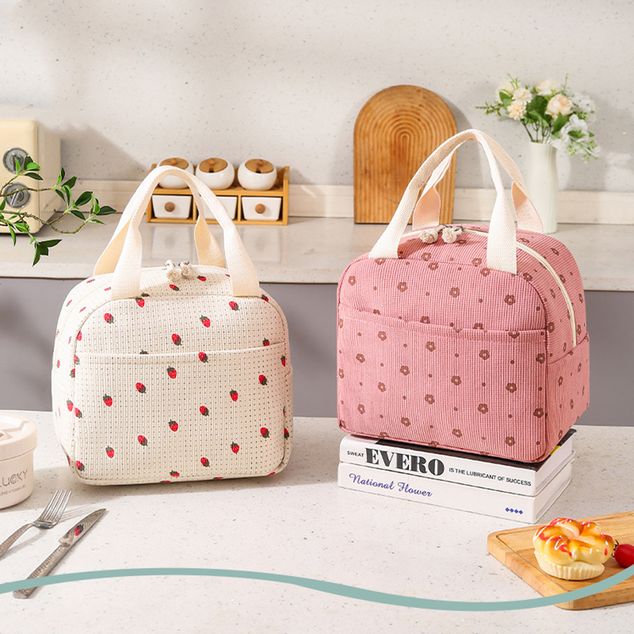 Floral Insulated Lunch Bag Portable Waterproof Thermal Cooler Tote for Office and Travel
