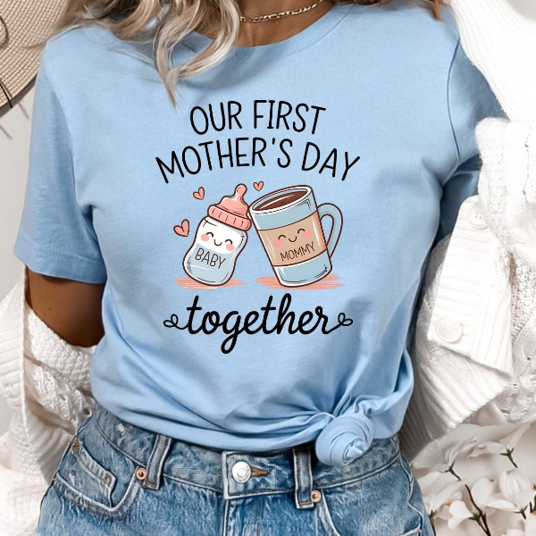 Our First Mother's Day Shirt New Mama Baby Matching Tee