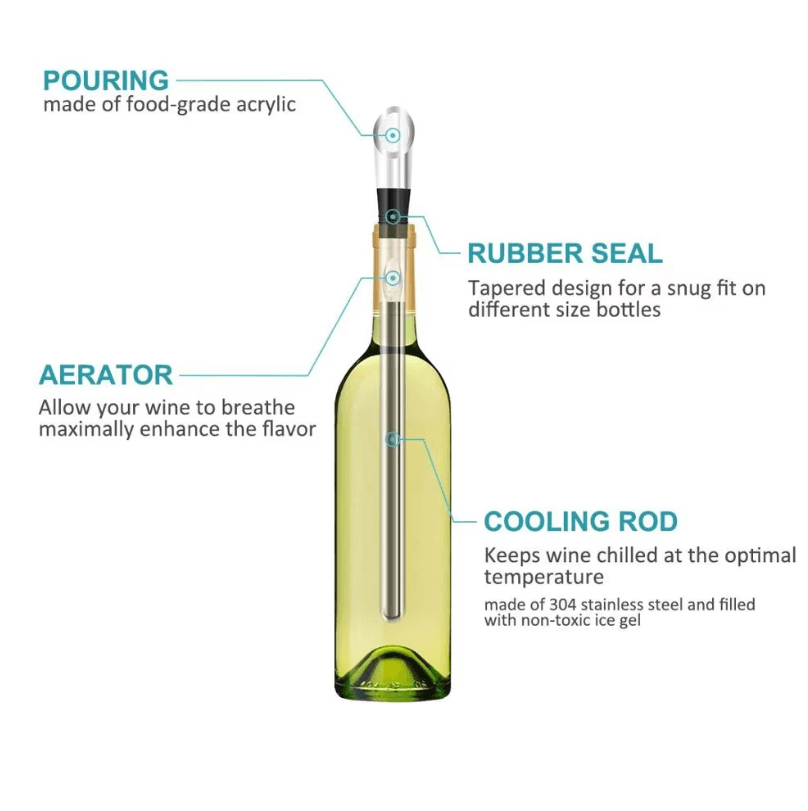 Rapid Iceless Ice Wine Chiller Stick – Stainless Steel Wine Bottle Cooler & Pourer