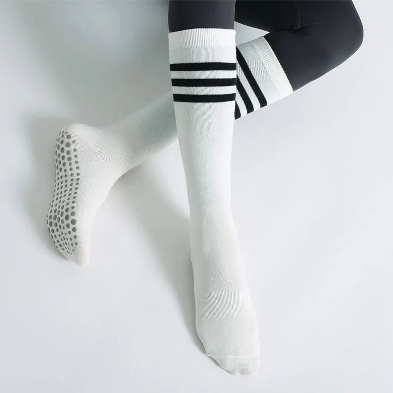 Autumn Winter Women Anti Slip Yoga Socks Cotton Breathable Fitness Pilates Mid Tube Ballet Dance Socks