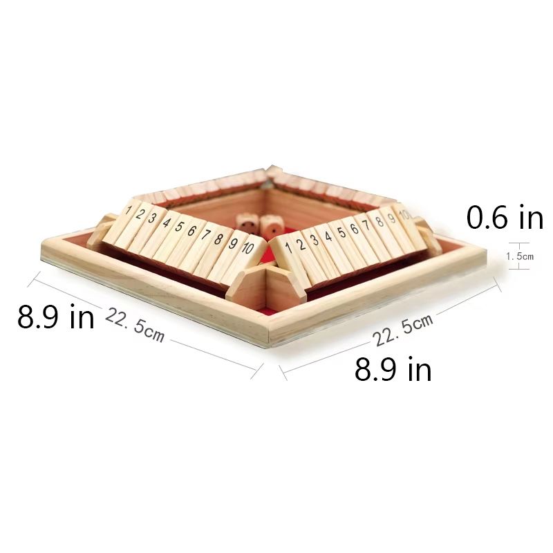 4 player board game shut the box game Wooden Arithmetic Dice Flip-Tile Set