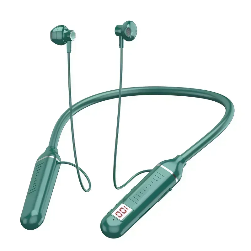 LED Display Bluetooth Neckband Headphones with Mic and TF Card