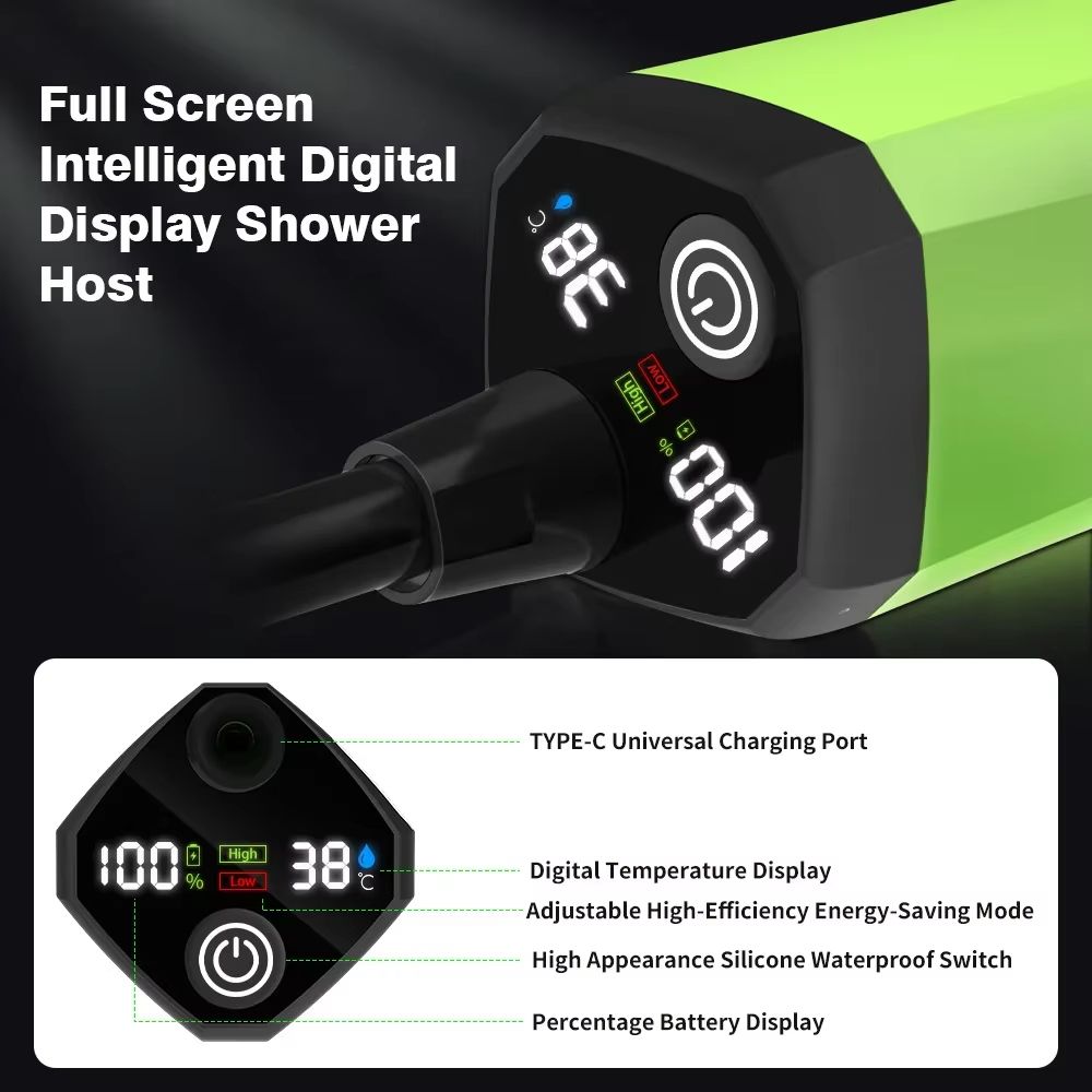 6000 mAh Portable Camping Shower Pump with Intelligent Digital Display