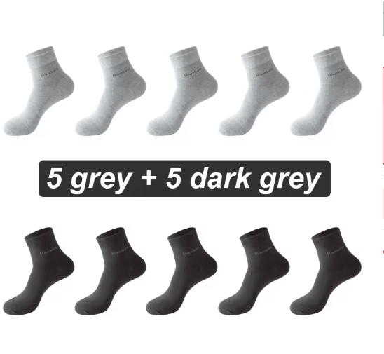 Mens Bamboo Fiber Socks 10 Pair Breathable Antibacterial Casual and Business Set EU 38 46