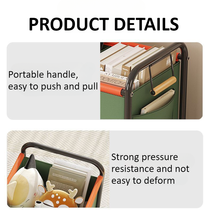 Sundries Storage Box with Four-Wheels, Toy Storage Basket, Large Capacity Trolley for Bedroom, University Dormitory and