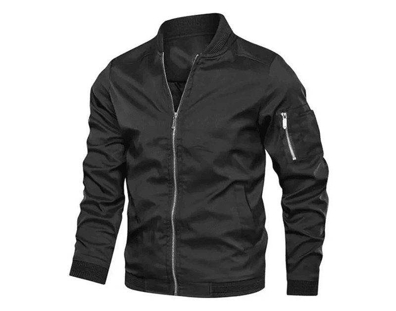 Mens Bomber Jacket Lightweight Casual Windbreaker with Zip Up Pockets