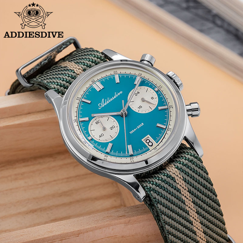 Men Quartz Chronograph Watch Waterproof Luxury 38mm Steel Wristwatch
