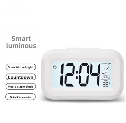 Digital Alarm Clock – LED Desk Clock with Snooze, Backlight & Calendar Display