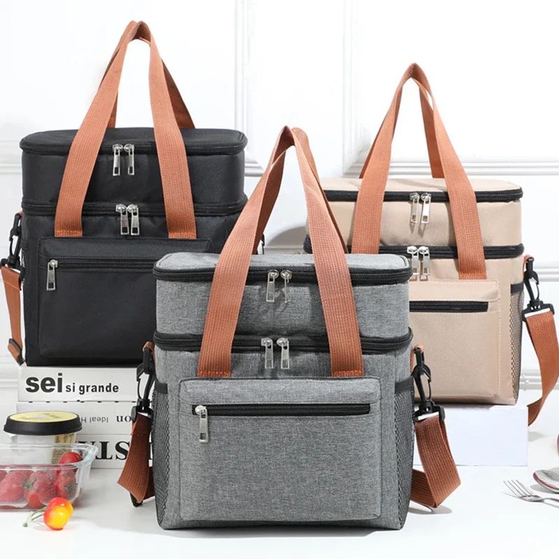 Double Layer Large Capacity Thermal Lunch Bag