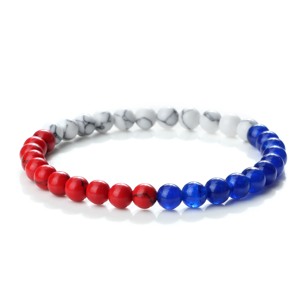 Classic Natural Stone Palestine Flag Bracelet, Men Women National Flag Beads Bracelet, Christmas Prayer Beads Jewelry