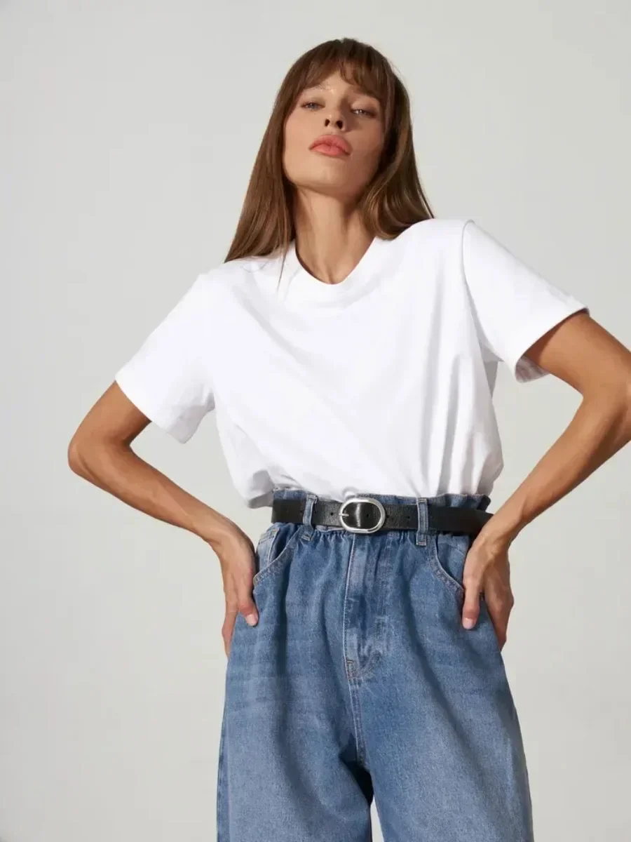 Summer Cotton Women's Casual Short Sleeve T-Shirt Loose Fit & Stylish Basic Top for Everyday Wear